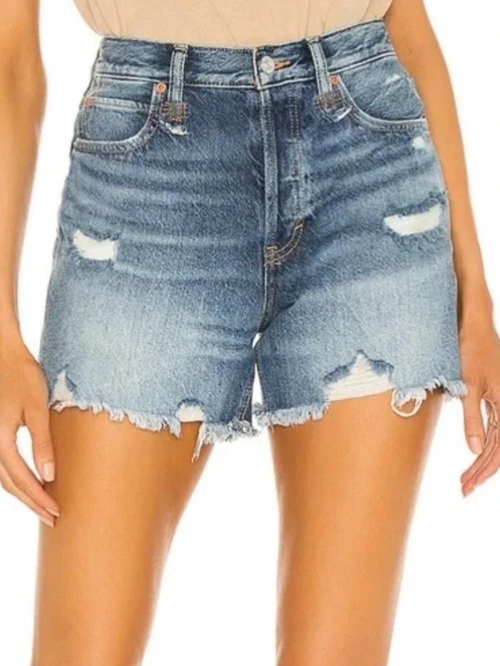 Free People Distressed Light Blue Denim Cutoff Shorts